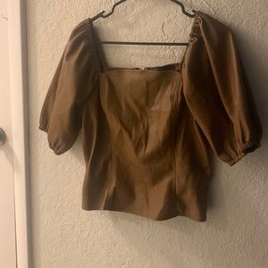 Leather brown top